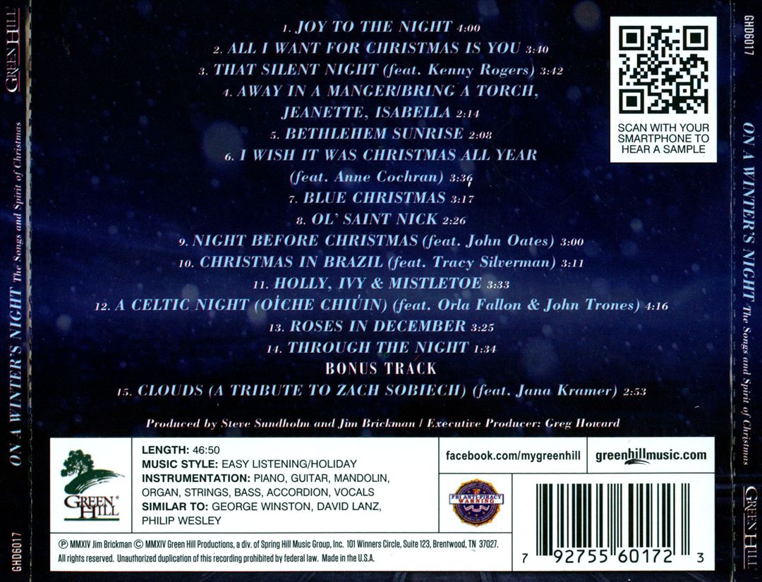 On a Winter's Night: The Songs and Spirit of Christmas cover art