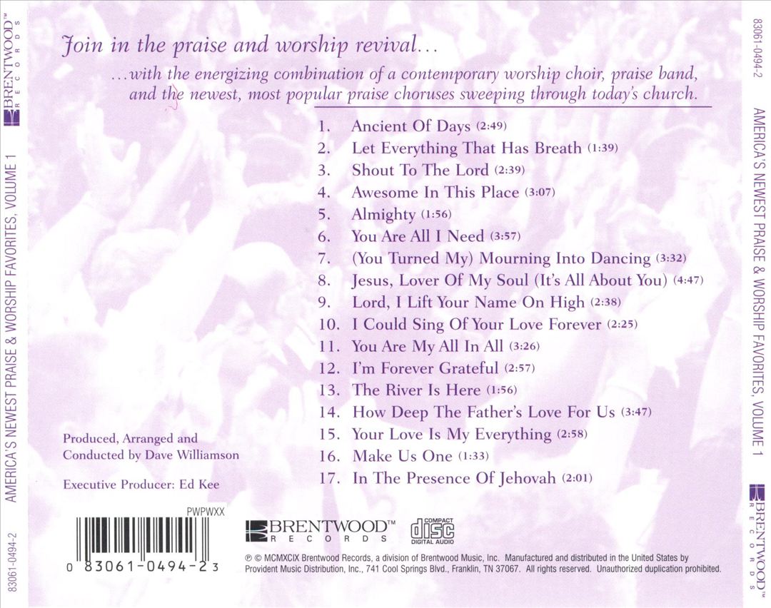 America's Newest Praise and Worship Favorites, Vol. 1 cover art