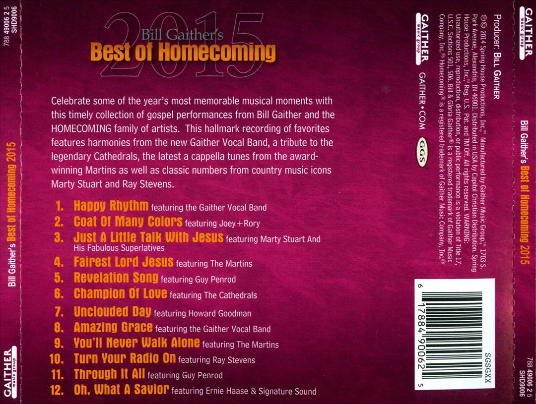 Bill Gaither's Best of Homecoming 2015 cover art