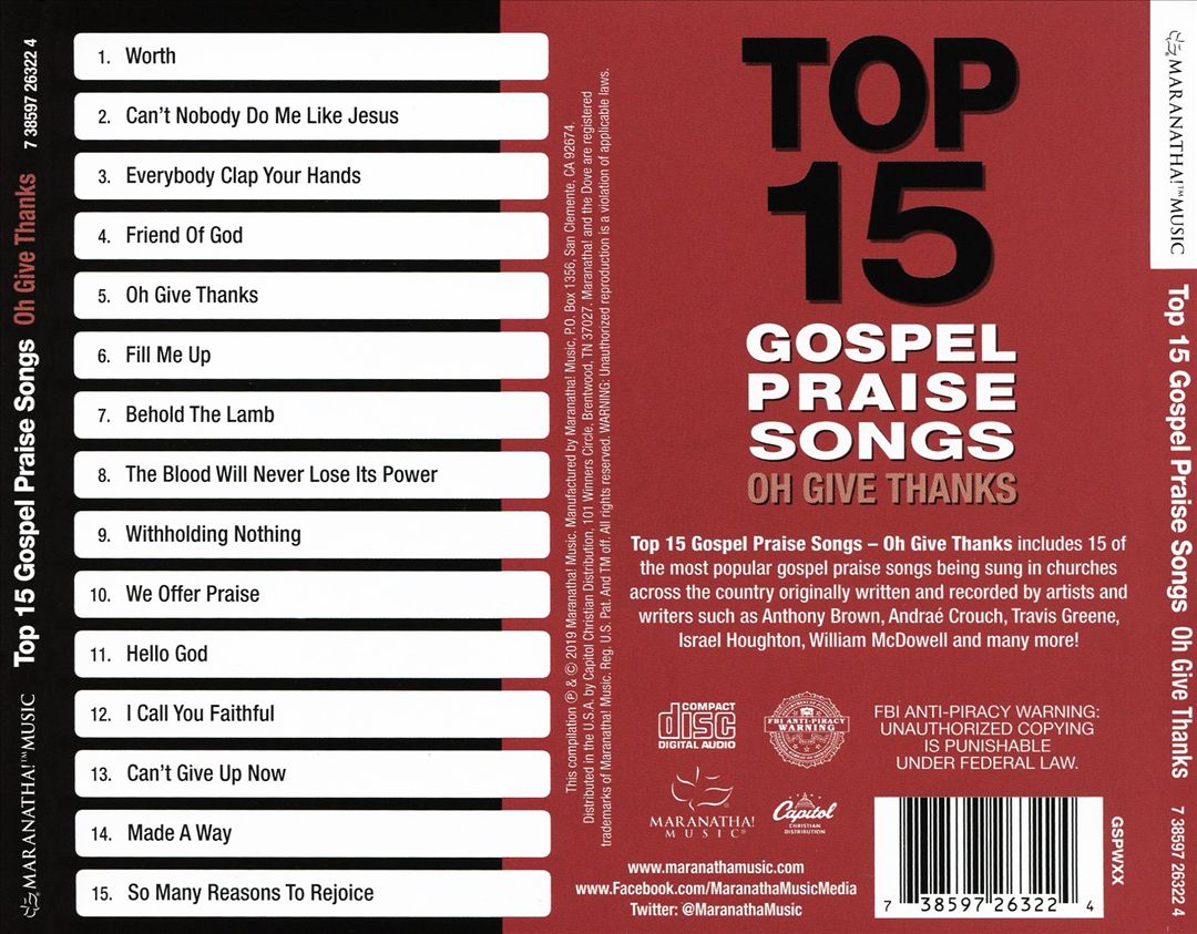 Top 15 Gospel Praise Songs: Oh Give Thanks cover art