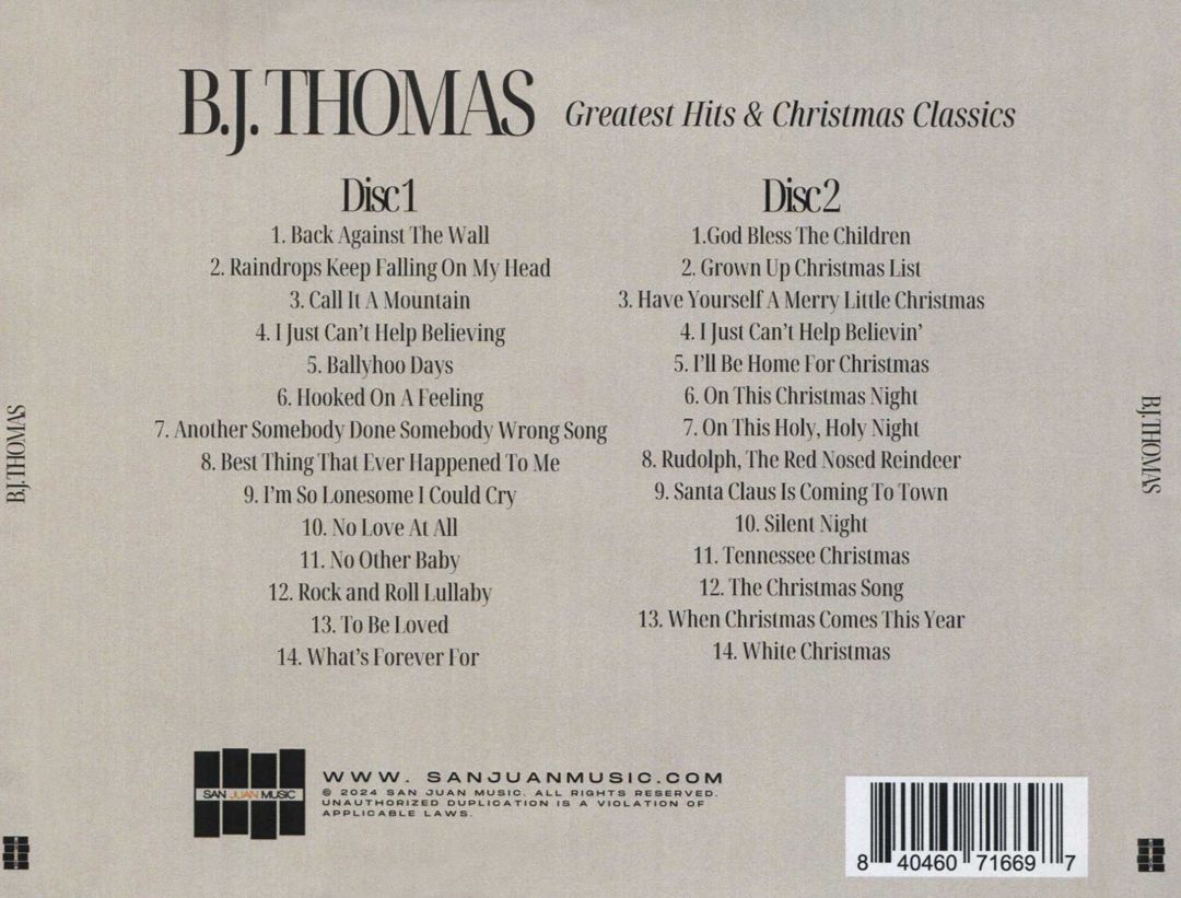 B.J. Thomas' Greatest Hits & Christmas Classics cover art