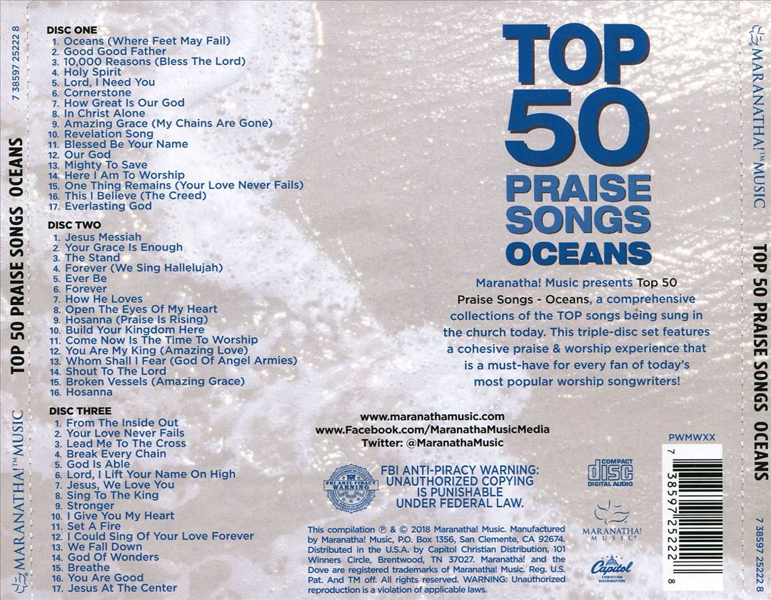Top 50 Praise Songs: Oceans cover art