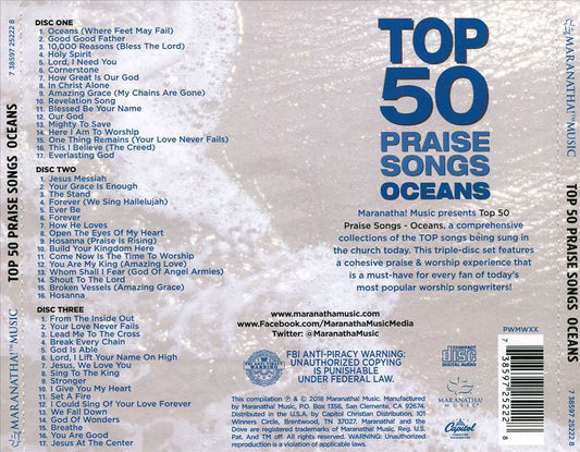 Top 50 Praise Songs: Oceans cover art