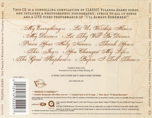 Praise and Worship Songs of Yolanda Adams cover art