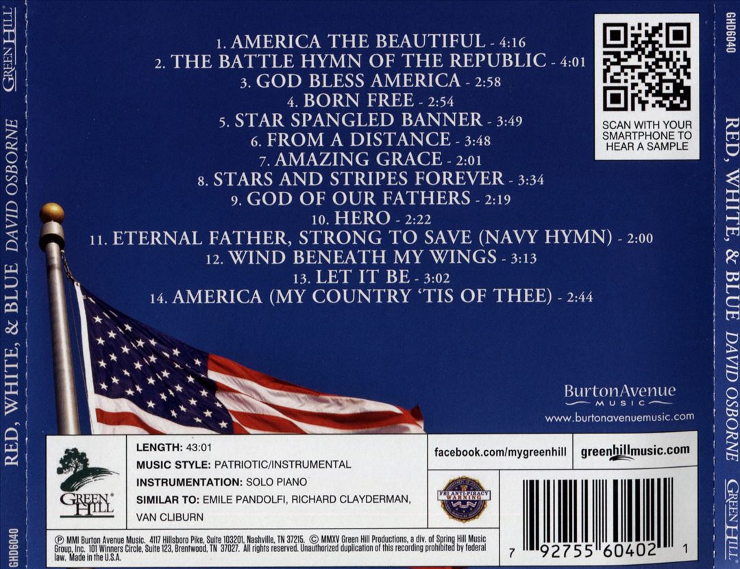 Red, White & Blue: Patriotic & Inspirational Songs On Solo Piano cover art