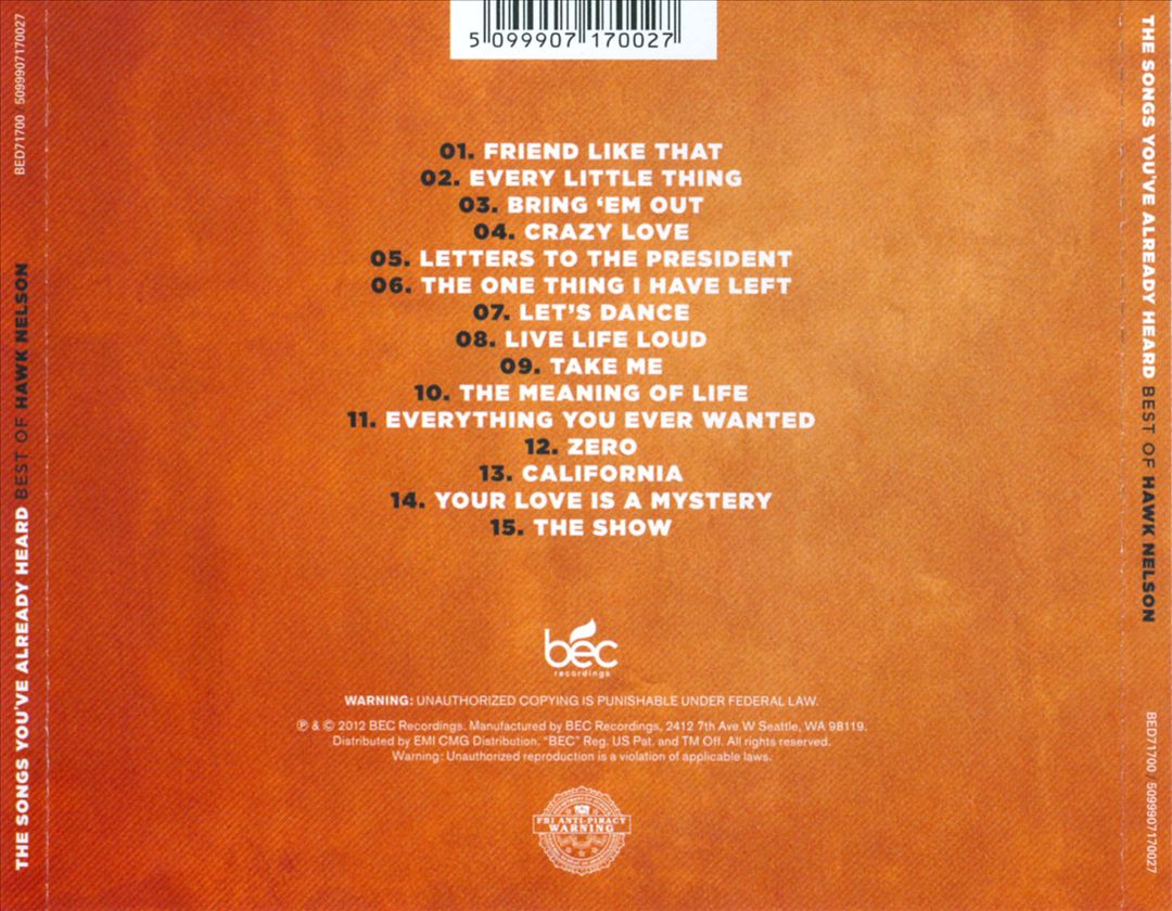 Songs You've Already Heard: Best of Hawk Nelson cover art