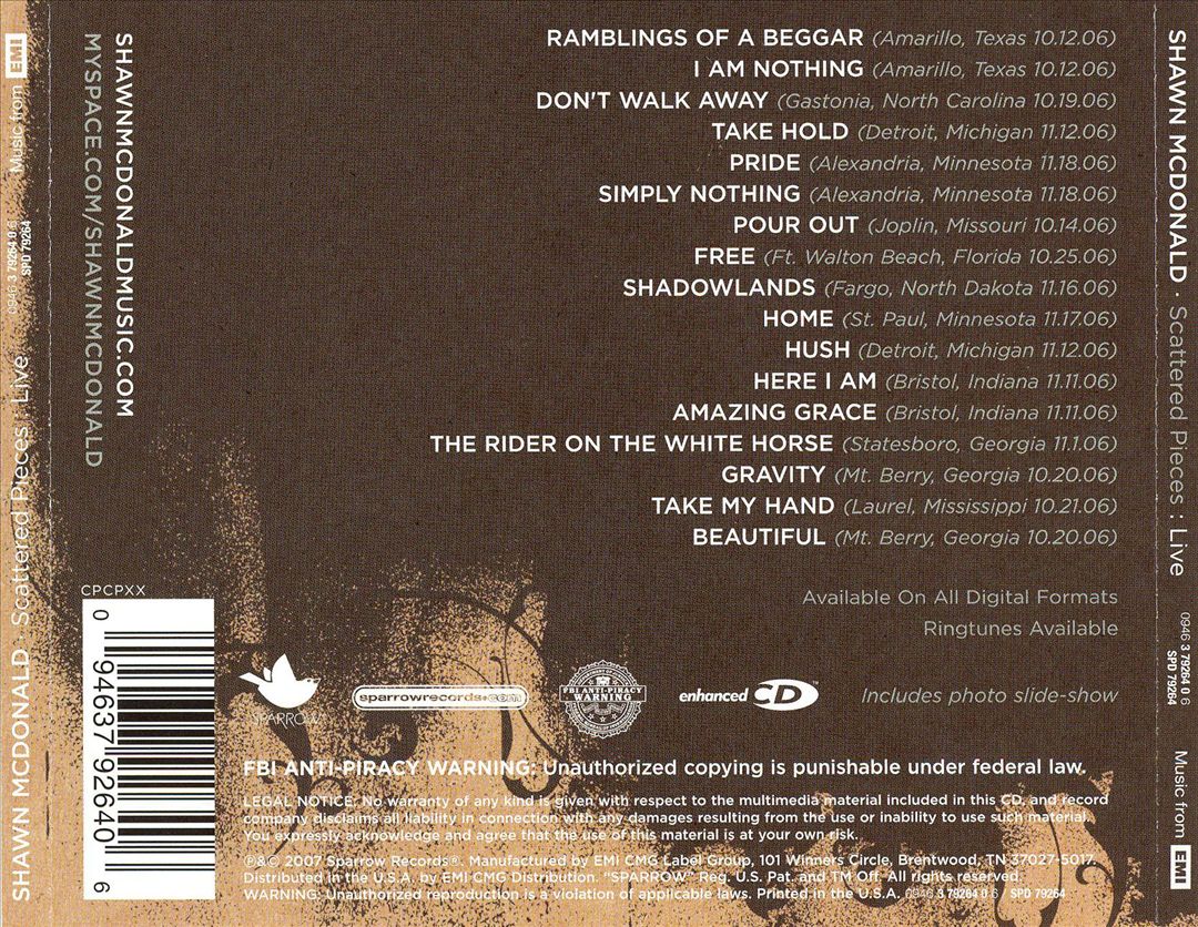 Scattered Pieces: Live cover art