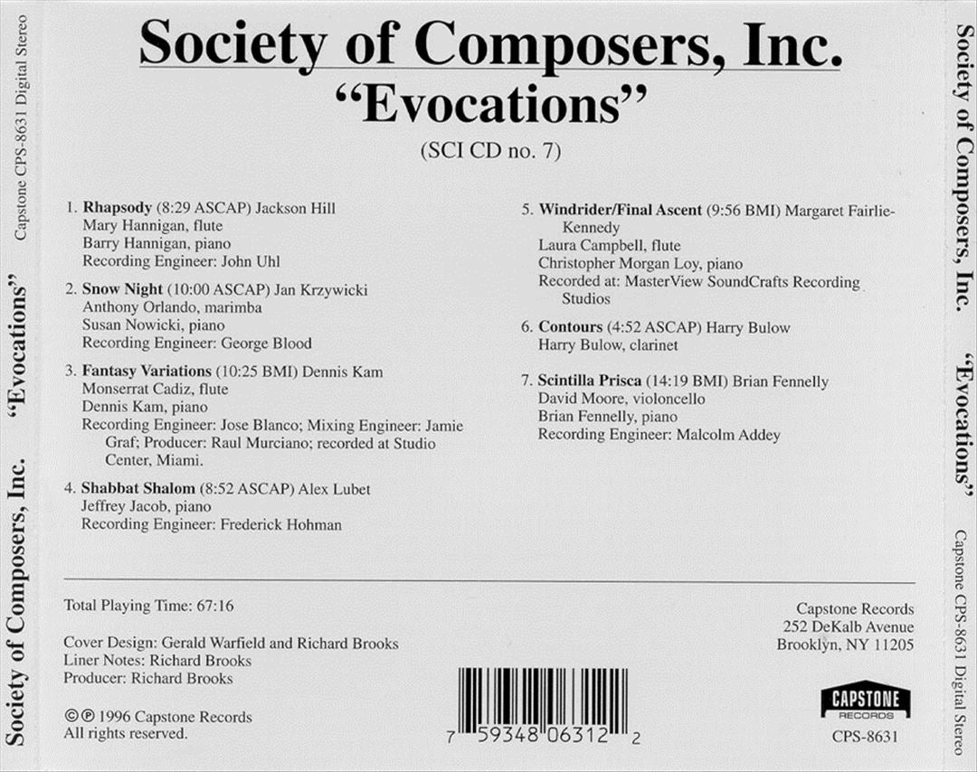 Society of Composers, Inc.: Evocations cover art