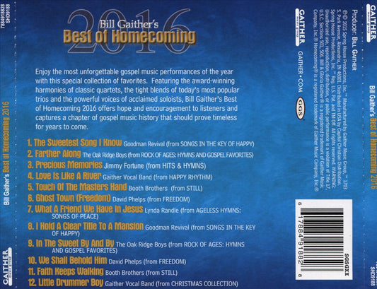 Bill Gaither's Best of Homecoming, 2016 cover art