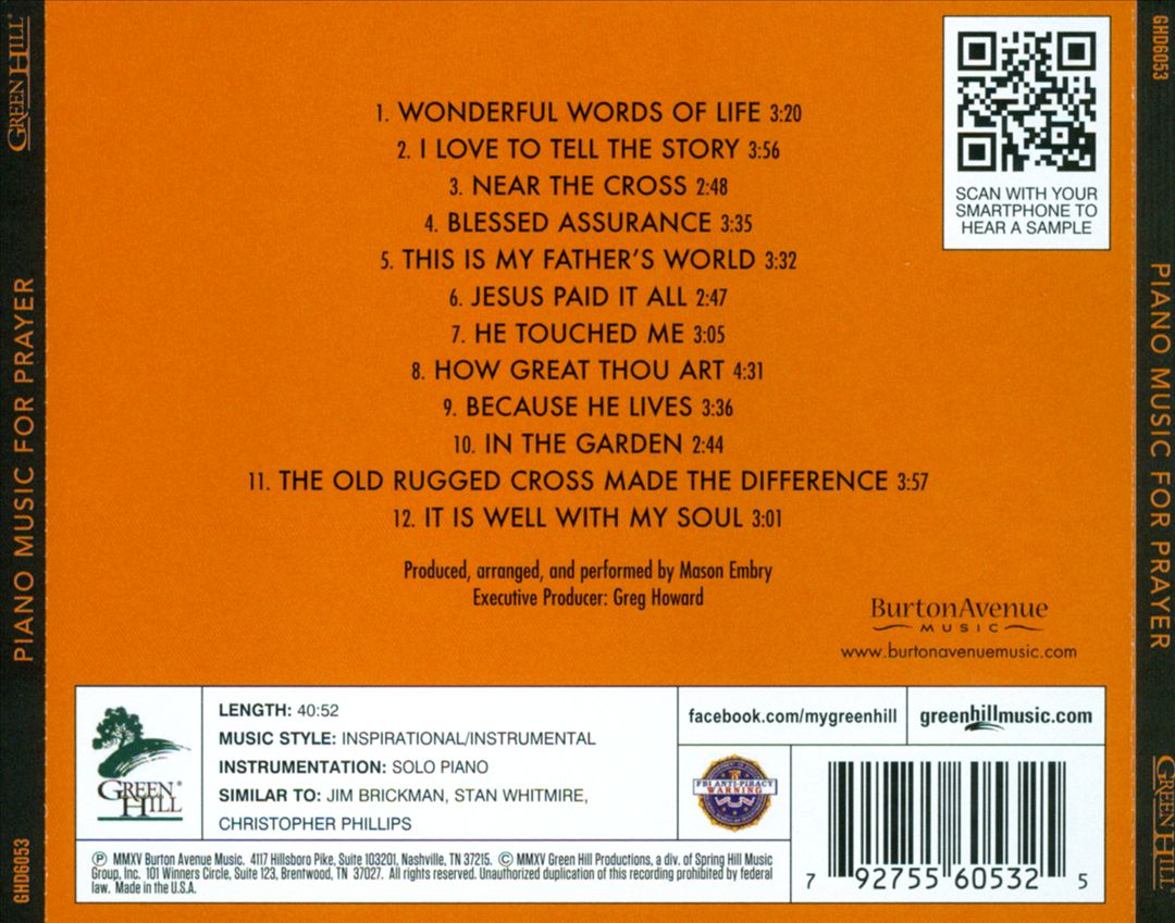 Piano Music For Prayer cover art