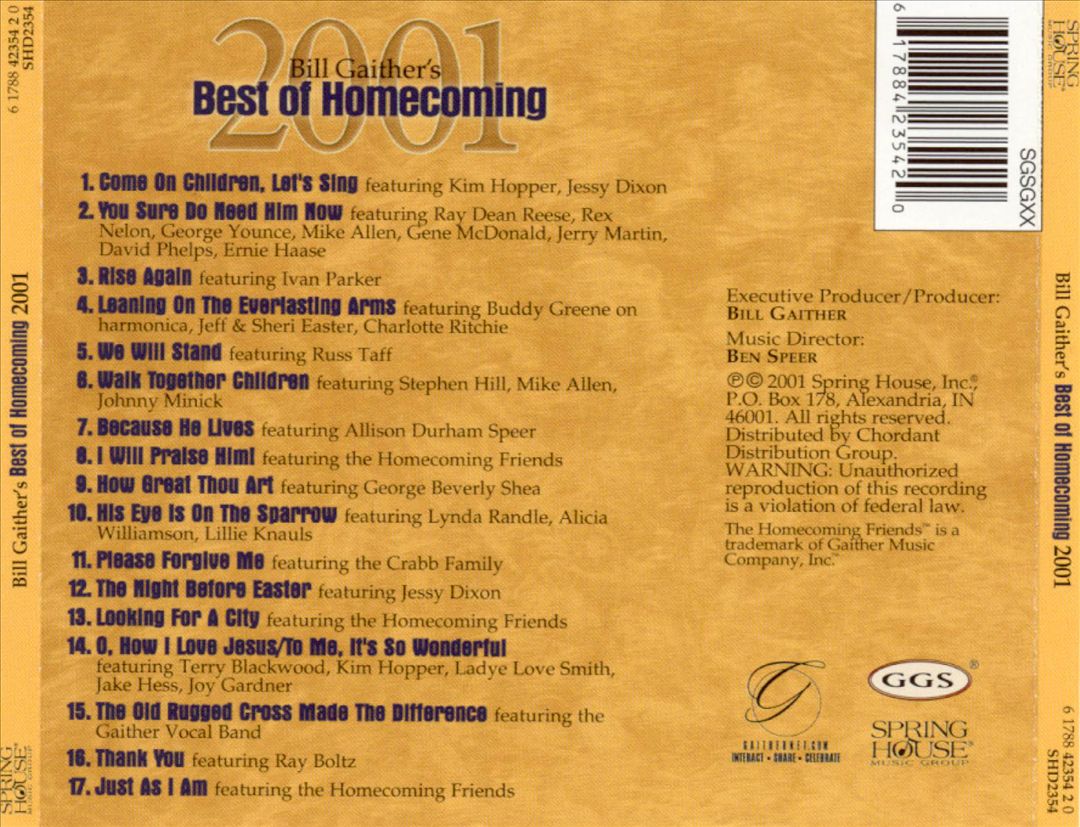 Bill Gaither's Best of Homecoming 2001 cover art
