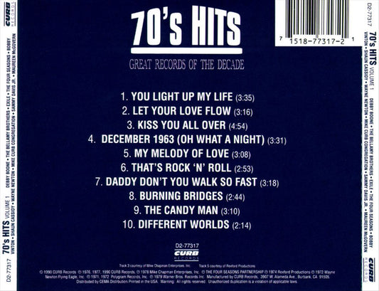 Great Records of the Decade: 70's Hits Pop, Vol. 1 cover art