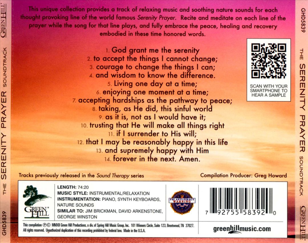 Serenity Prayer Soundtrack cover art