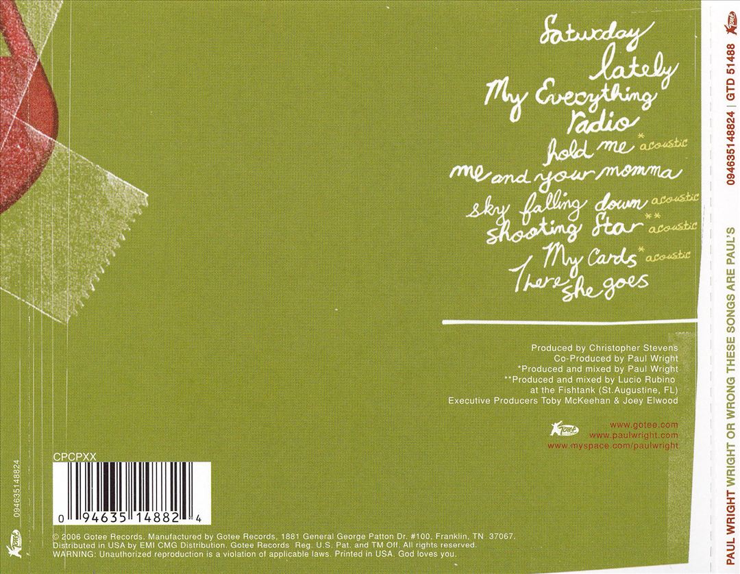 Wright or Wrong These Songs Are Paul's cover art